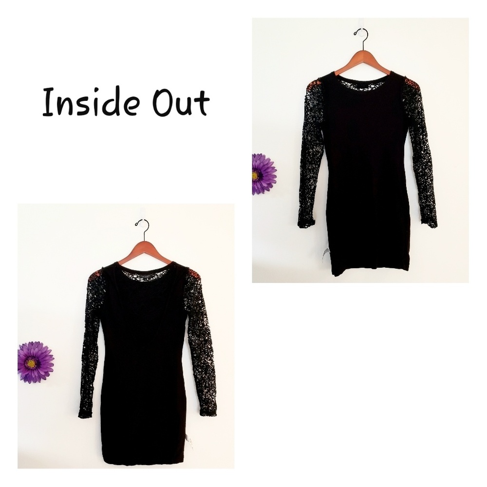 Topshop Long Sleeve Dress with V Neck Back - Picture 4 of 8